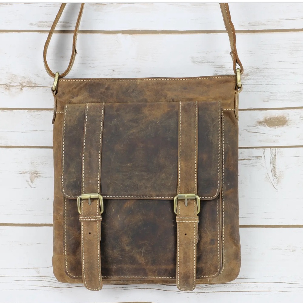 Leather front pocket messenger Bag universal